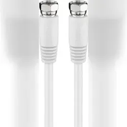 Goobay 50741 SAT Antennenkabel (80 dB), 2x geschirmt, 10 m, Weiß - F-Stecker > F-Stecker (vollständig geschirmt)
