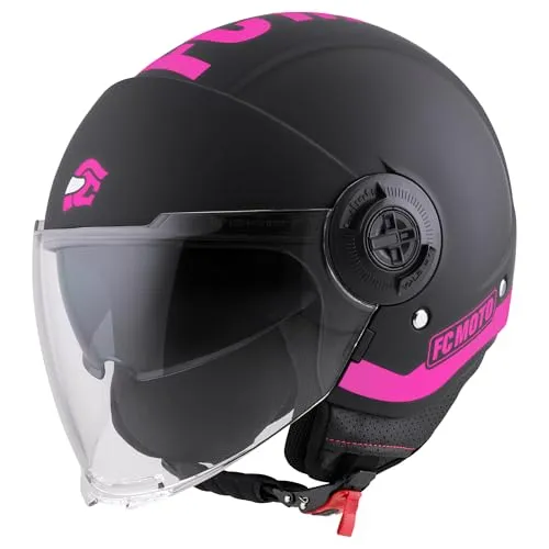 FC-Moto Ralgo Jethelm, schwarz-pink, Größe M für Männer in pink von FC-Moto