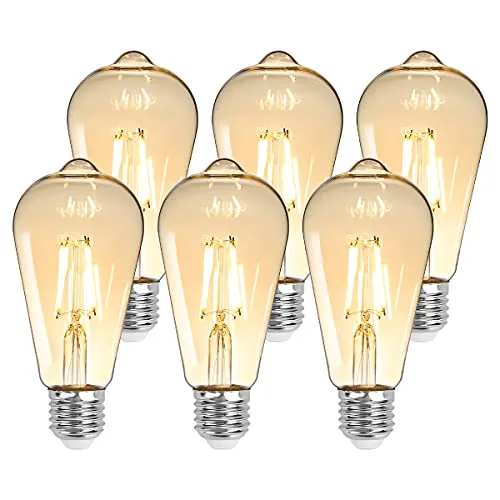 Lepro E27 LED Vintage Glühbirne, 4.8Watt 470 Lumen Birne, Ersetzt 40W ST64 Retro Lampe, 2500Kelvin Warmweiß E27 Retro Beleuchtung, 360° Led Filament, 6er Stück