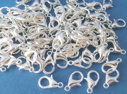 Karabiner Verschlüsse Farbe silber 12mm Kettenverschluss basteln DIY #S051 50