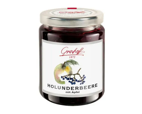 Grashoff Fruchtaufstrich, Grashoff Holunderbeere mit Apfel Konfitüre Extra köstlich 250g