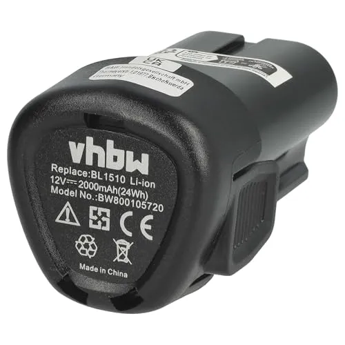 vhbw Akku kompatibel mit Black & Decker BDCDMT112, EGBL108, HPL106, HPL10IM, EGBL108KB, GKC108 Werkzeug (2000 mAh, Li-Ion, 12 V)