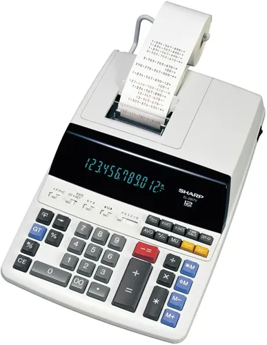 SHARP EL-2607V - Druckfähiger Tischrechner lichtgrau, schnell und präzise mit automatischer Abschaltung und Währungsumrechnung