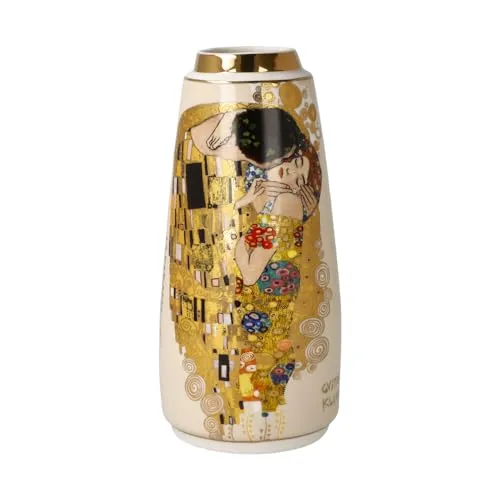 Vase Gustav Klimt - Der Kuss von Goebel - Dekorative Porzellanvase mit Echtgoldauflage, inspiriert von Klimts Meisterwerk 'Der Kuss'. Ideal für Blumenarrangements und als Kunstobjekt in jedem Raum.