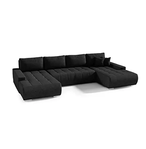FEDVE Ecksofa DHAKA U-Form mit Schlaffunktion in schwarz von Generic