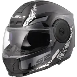 LS2 FF902 Scope II Oxyd Klapphelm - ECE-zugelassener Klapphelm für Onroad-Aktivitäten, bietet Komfort und Sicherheit mit einem stylischen, grafischen Design in Schwarz und Titan.