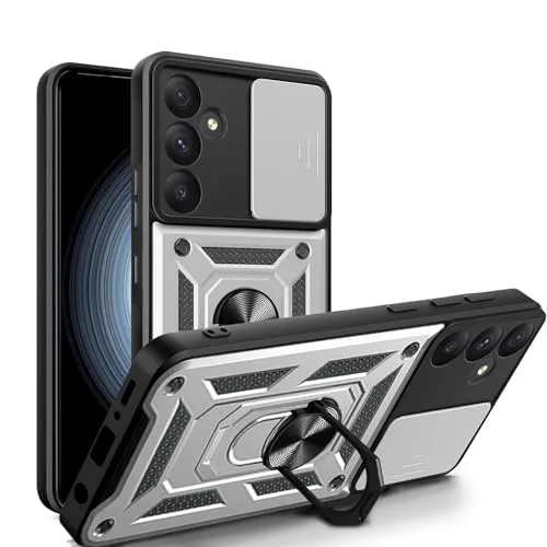 Handyhülle für Samsung Galaxy A55 | Stoßfest & Kratzfest | Mit Kameraschutz, Anti-Fingerabdruck & robustem Panzerschutz-Design | Silber