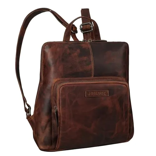 STILORD 'Dorothea' Kleiner Lederrucksack Damen - Eleganter Tagesrucksack aus echtem Leder mit praktischem Tabletfach, ideal für stilvolle Abenteuer und sichere Aufbewahrung Ihrer Wertsachen.