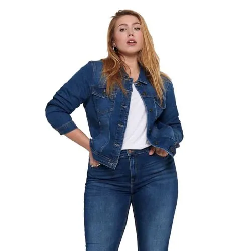 ONLY Carmakoma Damen Carwespa Life Denim Jacket, Medium Blue Denim, 50 EU - Funktionsjacken mit lässigem Schnitt und zeitlosem Design, ideal für jeden Anlass und vielseitig kombinierbar.