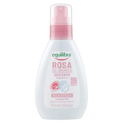 equilibra Corpo, Rose Hyaluronic Deo Vapo, Deodorant Spray geeignet für empfindliche Haut, Deodorant 24H mit Anti-Geruchskomplex, auf Basis von Rose und Hyaluronsäure, 75 ml