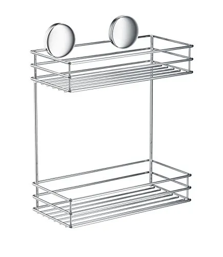 Smedbo Doppel Dusche Korb - selbstklebend aus verchromtem Edelstahl - Duschkörbe & Duschablagen: Praktischer, selbstklebender Duschkorb aus hochwertigem, rostfreiem Edelstahl für eine elegante und platzsparende Aufbewahrung.