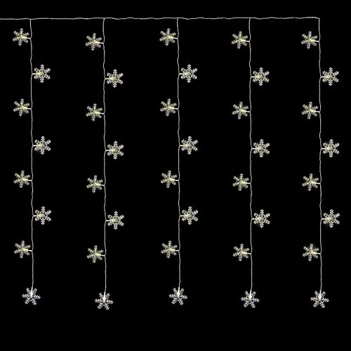 Spetebo LED Schneeflocken Lichtervorhang mit Timer - 100 cm - mit 40 LED und 8 Funktionen - Weihnachtsdeko Fensterdeko für Außen