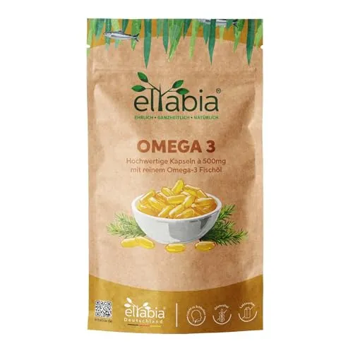 Omega 3 Kapseln 500 Stück | Kleine 500mg Kapseln, leicht zu schlucken | Fischöl hochdosiert 3000mg Tagesdosis mit 18% EPA & 12% DHA