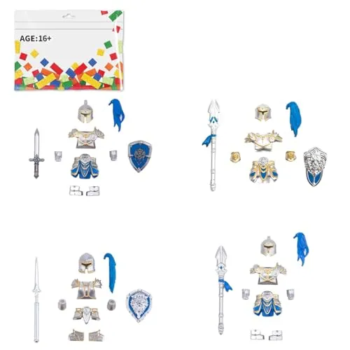RCARTOYRTR Mittelalterlich Ritter Rüstung Schild Waffen Bausteine Set, Militär Bauklötze Spielzeug Set, Modular Building Geschenk für Erwachsene - 37 Stück