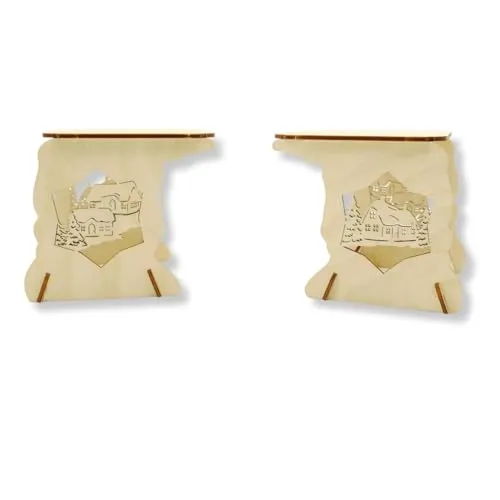 Holzkunst Schoenberg Schwibbogenerhöhung Winterdorf aus Holz 2er-Set – Fensterbank Untersatz für Lichterbogen – Schwibbogen Untersatz – zum einfachen zusammenstecken