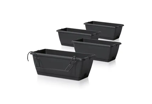 Spetebo Balkonkasten mit Halterung und Bewässerungssystem - Blumenkasten in anthrazit, wetterfest und formstabil, ideal für Balkonpflanzen. Perfekt für eine einfache Bewässerung und ansprechende Gestaltung.