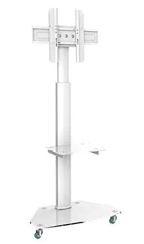 conecto Premium TV-Ständer für 37-70 Zoll Fernseher - TV-Wand- & Deckenhalterungen, höhenverstellbar von 1200mm bis 1800mm, ideal für große Flachbildfernseher bis 40kg, mit 360° Rollen für flexible Positionierung.