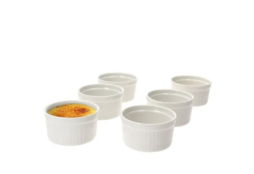 MamboCat Servierschale 6x Muffin Schälchen Bianca Weiß 120ml Mini-Backform Crème Brûlée, Porzellan