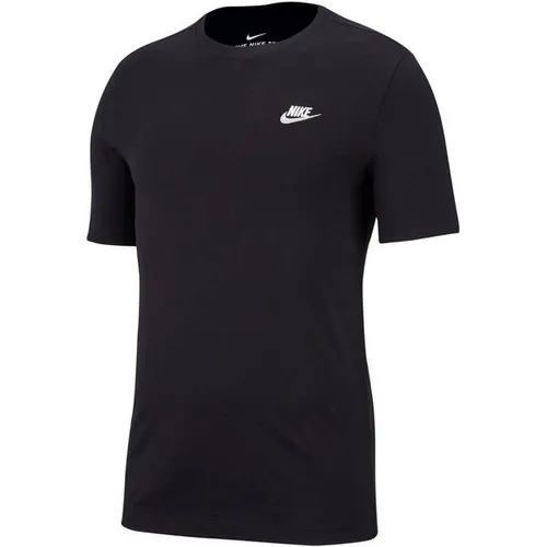 Nike Herren T-Shirt Sportswear Club, Black/White, M - T-Shirt für Herren in Schwarz/Weiß, aus weicher Baumwolle für hohen Tragekomfort und Schweißableitung, ideal für Sport und Freizeit.