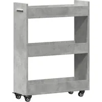 vidaXL Schrank mit Rollen Betongrau 60x22x79 cm - Aktenschrank mit Lenkrollen für einfache Mobilität, bietet reichlich Stauraum für Utensilien und ist aus hochwertigem Holzwerkstoff gefertigt.