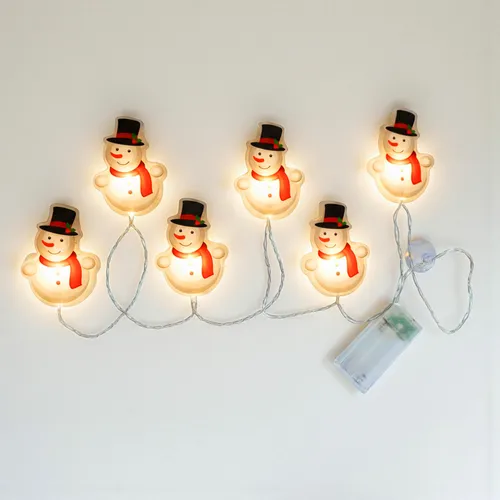 1.01 Wiederverwendbare selbsthaftende SCHNEEMANN Fensteraufkleber - je ca. 8,5x6 cm - beleuchtet mit 6 LED
