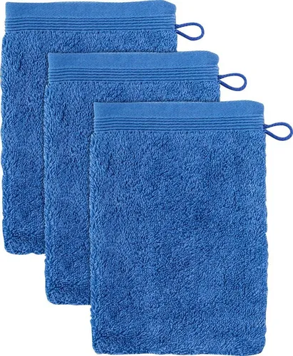 möve Superwuschel Waschhandschuh 15 x 20 cm aus 100% Baumwolle, cornflower 3er Set