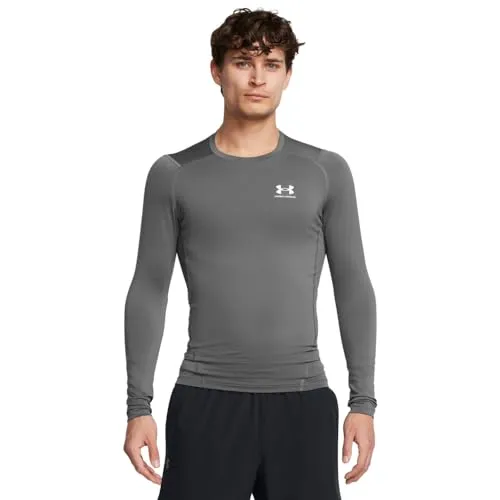 Under Armour Herren HeatGear Langarm-Top, Grau, M - Herren Laufshirt aus superleichtem HeatGear-Gewebe für optimale Abdeckung und Belüftung. Ergonomisches Design und Hybrid-Raglanärmel bieten Bewegungsfreiheit und Komfort.