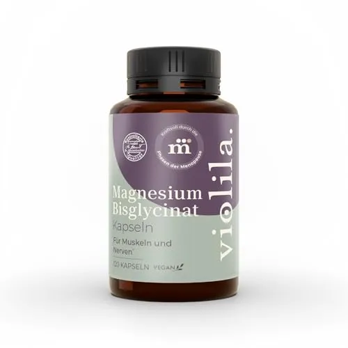 violila Magnesium Bisglycinat Kapseln I 300 mg elementares Magnesium pro Tagesdosis I Muskelfunktion Nervensystem Energiestoffwechsel I Müdigkeit Ermüdung I vegan HPMC I 120 Kapseln