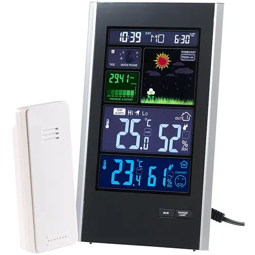 infactory Wetterstation mit Strom: Funk-Wetterstation mit Außensensor