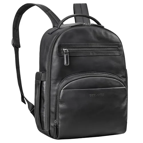 STILORD 'Paco' Premium Business-Rucksack aus Leder für Herren XL - Tagesrucksäcke mit Trolleyhalterung und viel Stauraum, ideal für Laptops bis 15,6 Zoll. Stilvoller Vintage-Lederrucksack für Reisen und Arbeit.