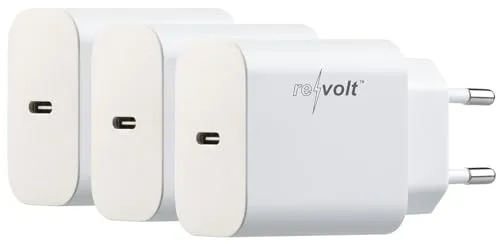 revolt Ladeadapter: 3er-Set kompakte USB-C-Netzteile mit Power Delivery (PD) bis 20 W, 3 A (Netzstecker USB C, USBC Netzteil, Apple iPhone Ladekabel)