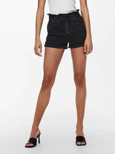 ONLY Jeansshorts ONLCuba - Drapiert/gerafft in Schwarz - Stylische Shorts aus 100% Baumwolle mit hohem Bund und raffiniertem Design, perfekt für den Sommer.