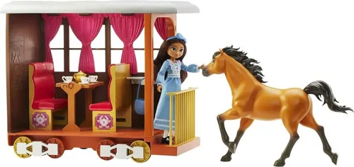 Zug-Abenteuer Spielset: Puppe Lucky & Pferd Spirit - Puppen-Spielset für Kinder ab 3 Jahren mit beweglichem Pferd Spirit und Zug mit rollenden Rädern. Fördert kreatives Spielen und spannende Abenteuer!