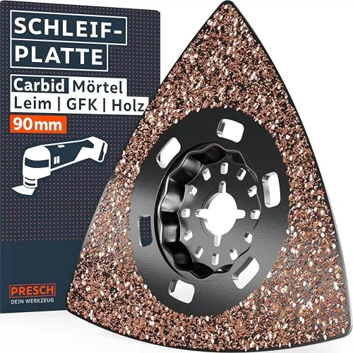Presch Starlock Schleifplatte 90mm – Robuste Multitool Schleifplatte dank Carbid-Beschichtung & 20er-Körnung