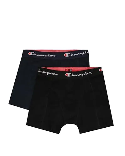 Herren Boxershorts CHAMPION, Größe S, Marine und Schwarz - Herrenunterhosen aus 95% Baumwolle und 5% Elasthan, elastisch für optimalen Tragekomfort, Maschinenwaschbar und langlebig.