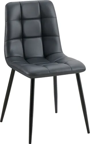 CLP Esszimmerstuhl Antibes - Kunstleder schwarz - Moderner Esszimmerstuhl aus pflegeleichtem Kunstleder mit hoher Sitzkomfort und robustem Metallgestell. Ideal für Esszimmer, Küche oder Wohnzimmer, max. Belastbarkeit 150 kg.