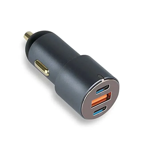 FONTASTIC Moc60 Autoladegerät Zigarettenanzünder USB-C, Kfz Ladegerät mit 2X USB Typ C PD und 1x USB-A FC Anschluss, USB-Adapter Auto Schnellladegerät für Handy