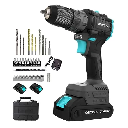 Cecotec Schlagbohrmaschine und Schraubendreher, 2 Akkus, 21 V-2000 mAh, PowerForce 3000 Impact Brushless. Brushlessmotor, 32000 IPM, Geschwindigkeit 1500 U/min, Drehmoment 45 Nm, verstellbar, 25+1