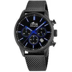 Lotus Herren Armbanduhr 18700/3 - Schwarz mit Chronograph - Chronographen mit leuchtenden Zeigern und wasserdicht bis 5 ATM. Edelstahlband in elegantem Schwarz, ideal für modebewusste Männer.