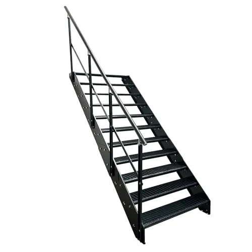 Kaminbau Mierzwa Premium Stahl Treppe mit Geländer Links