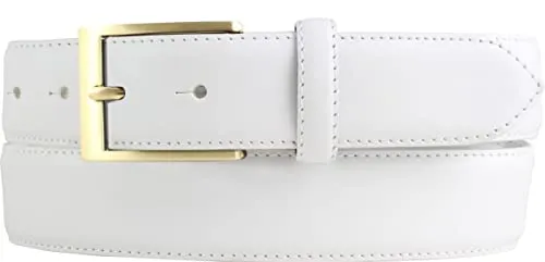 BELTINGER Hochwertiger Anzuggürtel aus Vollrindleder mit goldener Gürtelschließe 3,5 cm | Bombierter Ledergürtel Herren 35mm | Business-Gürtel made in Italy | Weiß 100cm