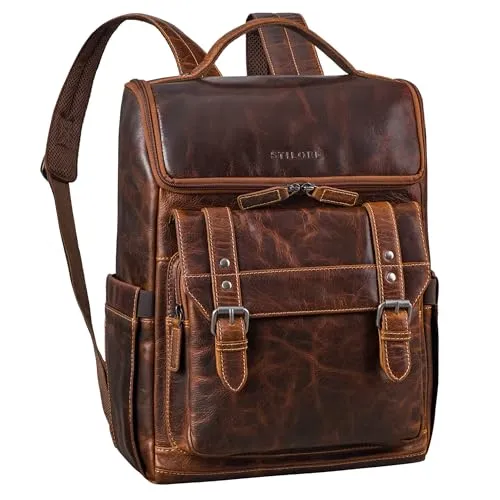 STILORD 'Gian' Rucksack aus Leder für Herren & Damen - Großer Laptoprucksack 15.6-16 Zoll - Eleganter Rucksack für Büro und Reisen, aus echtem Rindsleder. Mit großzügigem Stauraum für DIN A4 Unterlagen und einem gepolsterten Laptopfach, ideal für stilbewusste Nutzer.