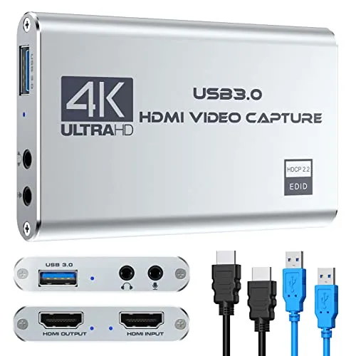 Rybozen Game Capture Karte USB 3.0 Video Capture Card HD 1080P HDMI Videoaufnahme mit Live- Übertragungen Recorder Gerät Streaming Capture Card für Windows Linux OS X System