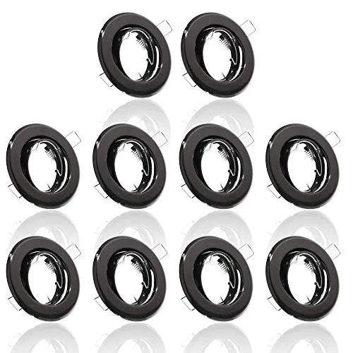 10x MAXKOMFORT Einbaustrahler IP20 mit GU10 Fassung RUND schwenkbar schwarz Einbauspot Einbauleuchte Rahmen Rostfrei Deckenspot Strahler Spot B002