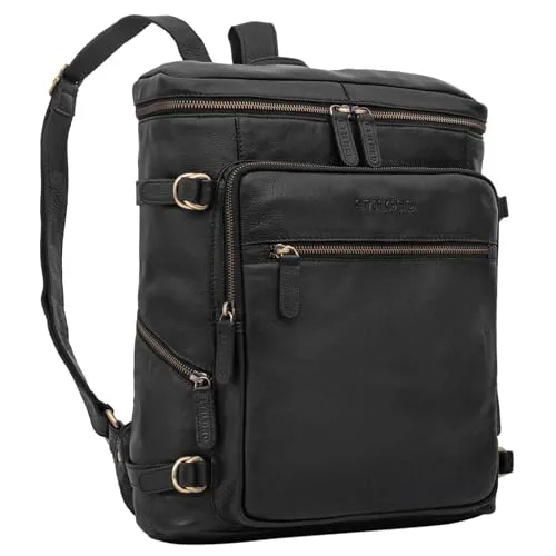 STILORD 'Alvar' Businessrucksack aus Leder mit Laptop-Fach - Hochwertiger Laptop-Rucksack für Herren und Damen, gefertigt aus echtem Rindsleder, mit gepolstertem Fach für Notebooks bis 15,6' - ideal für Büro und Studium.