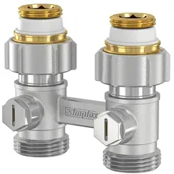 Flamco Hahnblock EXCL. Durchg. D1/50 G3/4i x G3/4a MS vern. m. Nippel