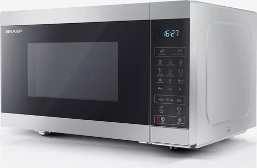 SHARP YC-MG81EW Mikrowelle mit Grill 28L, 900W Leistung - Mikrowellen mit Grillfunktion, 28L Innenkapazität und 11 Leistungsstufen für vielseitiges Kochen. Digitale Steuerung und ECO-Funktion sorgen für einfache Handhabung und Energieeffizienz.