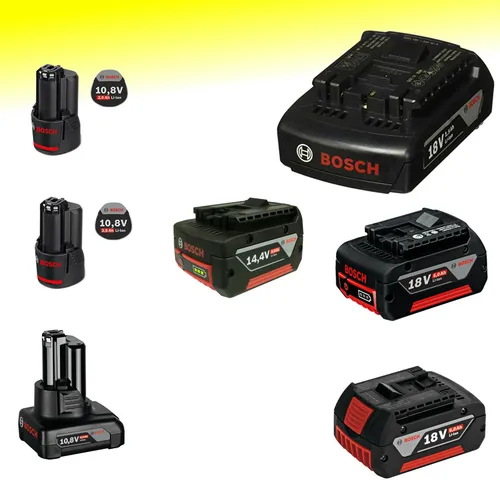 Bosch Li-Io Akku 10,8 / 14,4 / 18 V - Akkus & Aufladegeräte, leistungsstarker Li-Io Akku mit variabler Kapazität von 1,5 bis 6,0 Ah für langlebige Energieversorgung Ihrer Bosch Werkzeuge.