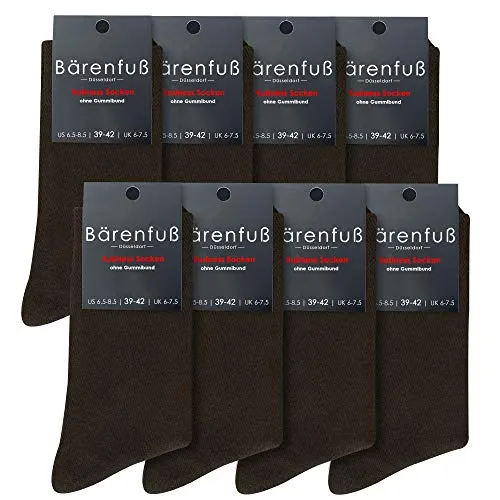 Bärenfuß Herren und Damen Premium Socken - 8 Paar ohne spürbare Naht oder Fusseln (Braun, 35-38)