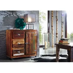 Massivmoebel24 Kommode FREEZY #08 aus Altholz, mehrfarbig,Massivholzmöbel24